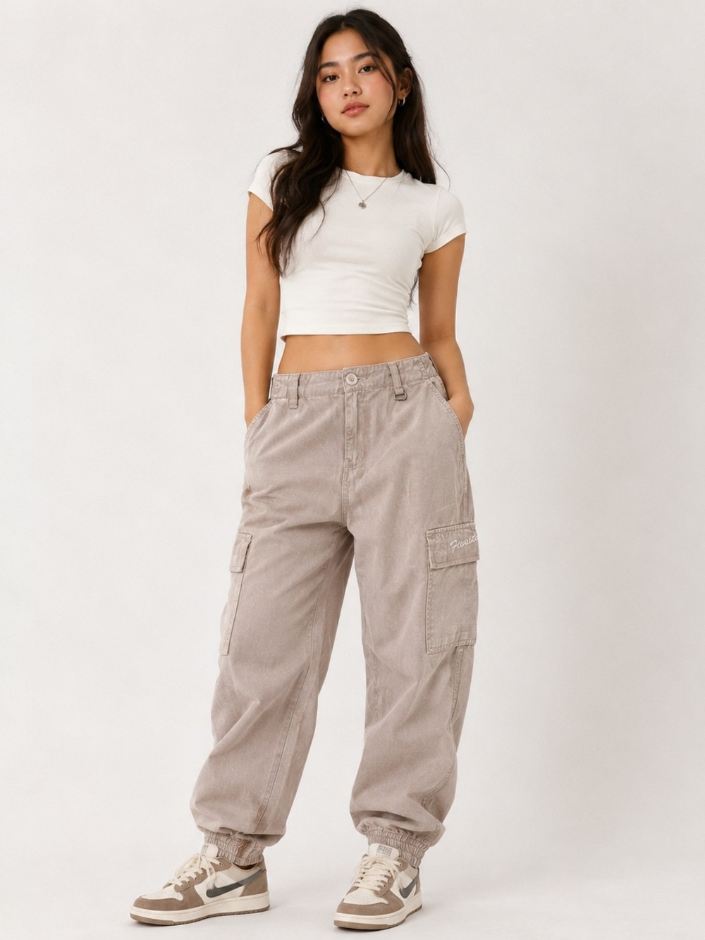 Five Star General Cargo Jogger Pants Women’s Large Blush Pink Utility Y2K